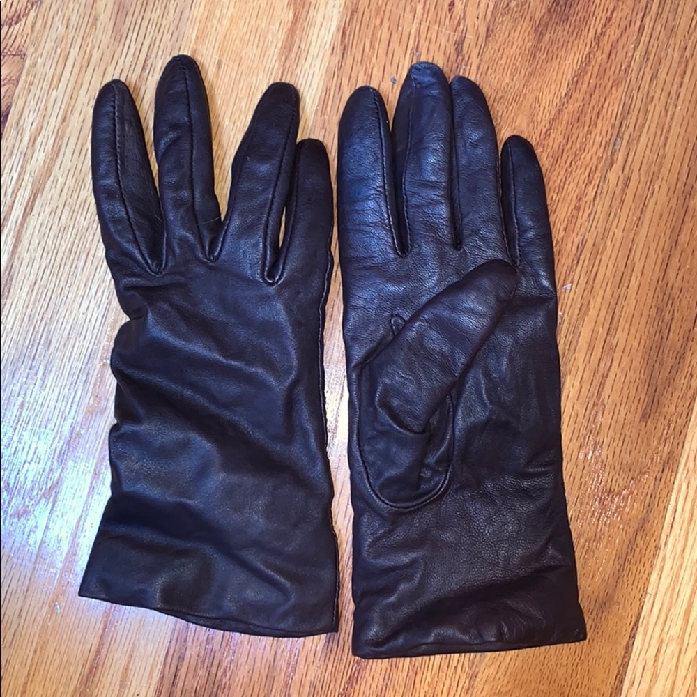 Brown leather gloves lined in cashmere women’s M